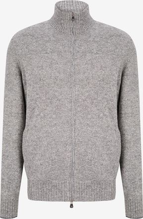 Brunello Cucinelli Bouclé-Cardigan aus Alpaka- und Wollmix mit Reissverschluss