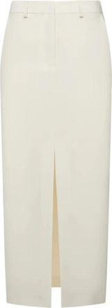 Simona Corsellini Split-front Rok - Dames - Midirokken - Wit - M - Polyester - Rokken