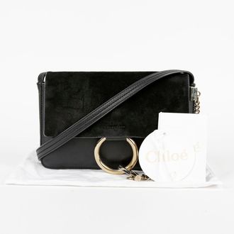 Chlo&eacute; Small Black Leather Suede Pay Shoulder Bag