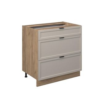 Vicco Mueble Bajo De Cocina Fame-line, Grisbeige, 80 Cm Con 3 Cajones, Sin Encimera, Vicco