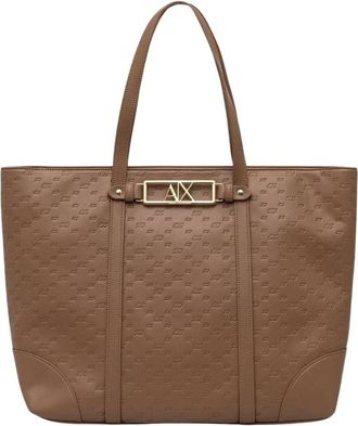 A|X Armani Exchange Shopper tas - Dames - Tassen - Beige - Maat: ONE Size Poliester