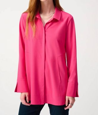 Joseph Ribkoff Woven Button Down Blouse In Geranium