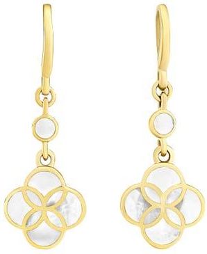 Jan Leslie Petal Gemstone With 18K Gold Overlay Sterling Drop Earring in White at Nordstrom