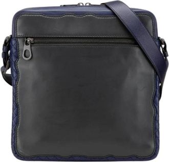 Bottega Veneta Pre-owned Woven Crossbody Bag - Dames - Vintage Schoudertas - Blauw - ONE Size - Leer - Vintage