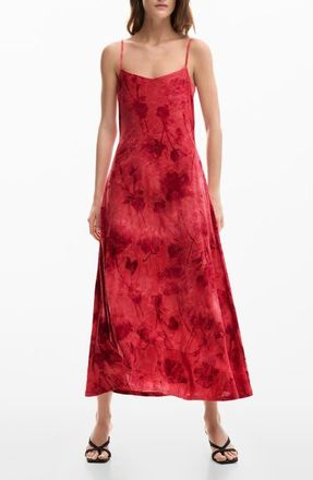 Desigual Printed Midi Slipdress in Red at Nordstrom, Size X-Large