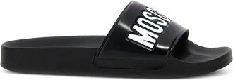 Moschino Slippers met logo-reliëf - Zwart