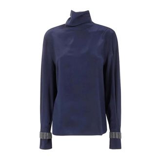 Brunello Cucinelli Blusa Dolcevita Manica Lunga - - Blouses & Shirts - Donna - Blu - L