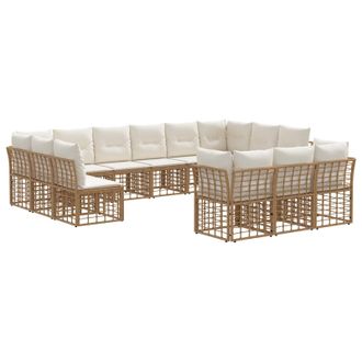 vidaXL Conjunto De Sof&aacute;s De Exterior Natural Y Crema Poli&eacute;ster Vidaxl