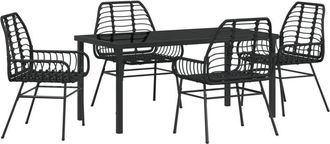 vidaXL Vidaxl - Conjunto De Comedor De Jard&iacute;n 5 Pcs Negro Rat&aacute;n Sint&eacute;tico