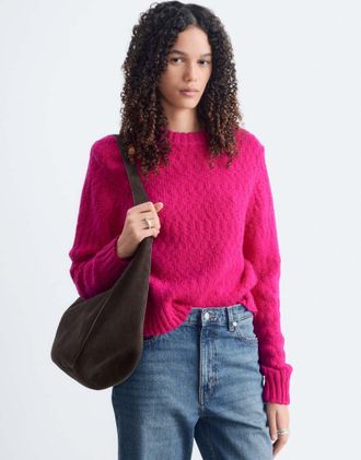 & Other Stories maglione in misto lana boucl&eacute; con spalline rosa acceso