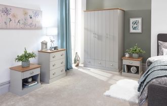 GFW Kendal 4 Piece Bedroom Set in Grey