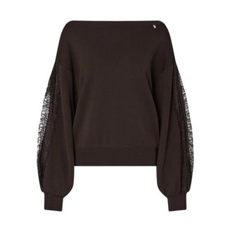 Liu Jo Maglione con scollo ampio e inserti in pizzo - - Knitwear - Donna - Marrone - M