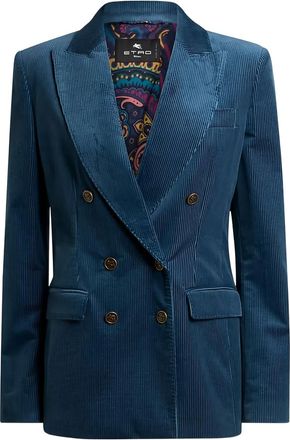 Etro double-breasted corduroy blazer - Blue