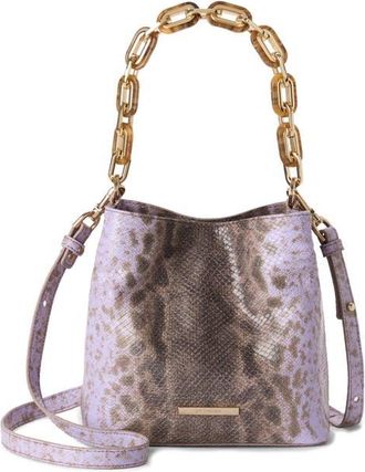 Brahmin Mod Mini Amelia Croc Embossed Leather Top Handle Bucket Bag in Sheer Lavender at Nordstrom