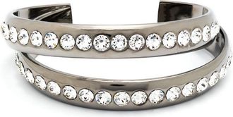 Amina Muaddi Jahleel crystal-embellished cuff bracelet - women - Metal - One Size - Silver