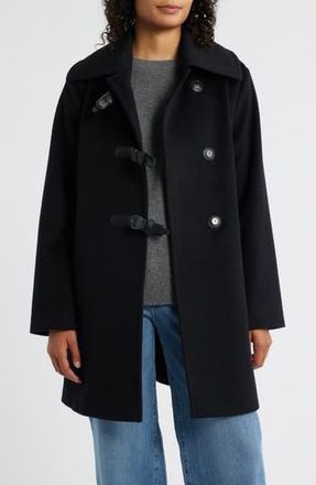 Bernardo Buckle Detail Melton Wool Blend Coat in Black at Nordstrom Rack, Size X-Small