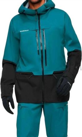 Mammut MenS Waterproof Rain Jacket In Teal Black