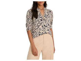 Nic+Zoe Petite Contrast Swirl Top Womens Clothing Neutral : PL, Cotton/Spandex