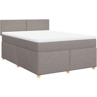 vidaXL Cama Box Spring Con Colch&oacute;n Tela Gris Taupe 160x200 Cm Vidaxl