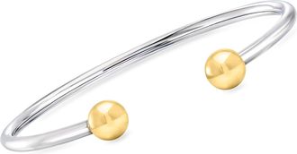 Ross-Simons Italian Sterling Silver and 18kt Gold Over Sterling Ball Cuff Bracelet