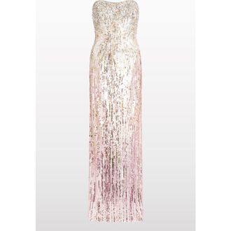 Jenny Packham Cesonia Embellished Strapless Maxi Dress in Sugar at Nordstrom, Size 10 Uk