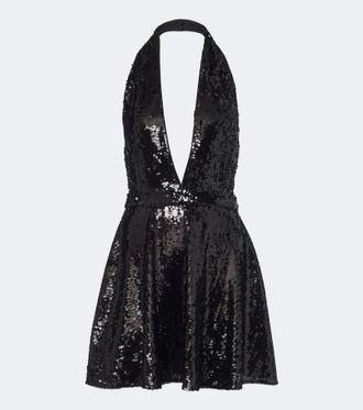 Dolce & Gabbana Sequined halterneck open-back minidress