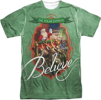 Gildan Polar Express Santa Short Sleeve Adult Poly Crew Tee / T-Shirt