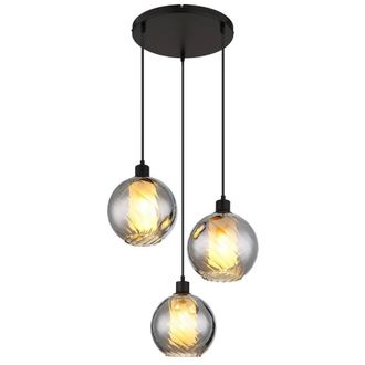 Netlighting Ulf Cluster Pendant Matt Black Ball Smoke Glass Shade 3x E27