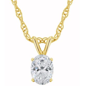 Pompeii3 1/3Ct Lab Grown Oval Diamond Solitaire Pendant Yellow Gold Necklace
