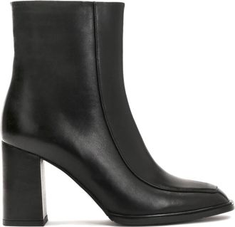 Kazar Zwarte leren laarzen met vierkante neus - Dames - Laarzen met Hak - Zwart - 35 EU - Leer - Schoenen