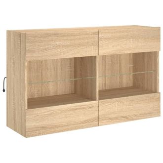 Berkfield Home TV Wall Cabinet with LED Lights Sonoma Oak 98.5x30x60.5 cm in Brown