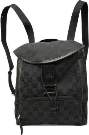 Gucci Pre-owned Mesh Backpack - Dames - Vintage Rugzakken - Zwart - ONE Size - Leer - Vintage