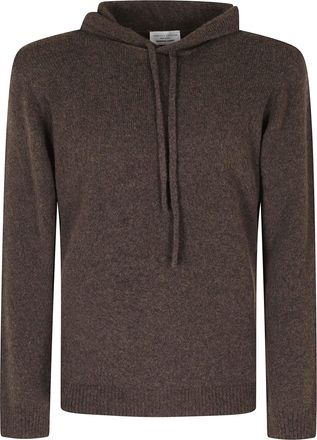 Roberto Collina Brown Hooded Textured Merino-Camel Blend Hoodie