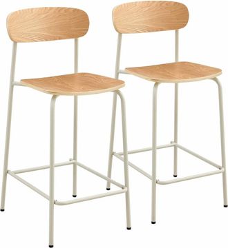 Oviala Lote de 2 silla altas de metal y madera beige