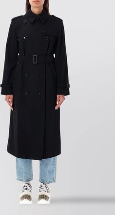 Burberry org 2 waterloo belted double-breasted long jacket