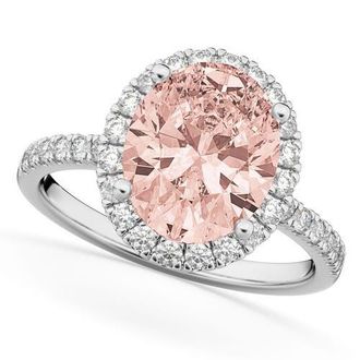 Allurez Oval Cut Halo Morganite & Diamond Engagement Ring 14K White Gold 2.81ct in 2.81Ct/white Gold at Nordstrom, Size 8.5