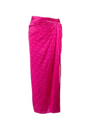 Magda Butrym Pink Monogram Silk Midi Skirt Size XS