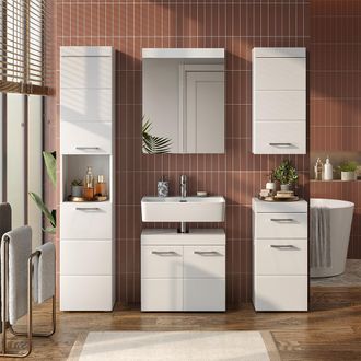 Vicco Conjunto De Muebles De Ba&ntilde;o Luna, Blanco, 5 Piezas