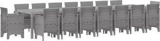 vidaXL Conjunto De Comedor De Jard&iacute;n 17 Pcs Gris Claro Ratan Polt Vidaxl