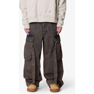 mnml Washed Cargo Jeans in Washed Brown at Nordstrom, Size 30