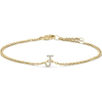 House of Brilliance 10K Gold Diamond Accent A-Z Initial Charm and Link Bracelet in Yellow | J at Nordstrom