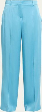 Stella McCartney Dropped-Waist Satin Straight-Leg Trousers