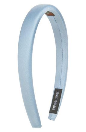Tasha Skinny Padded Satin Headband in Blue at Nordstrom