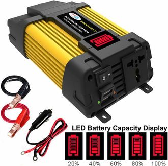 OEM Convertidor 12 V A 220 V - 450 W Potencia Continua 6000 W Potencia Pico - Toma Francesa Tipo E 1 X Usb 2 X - Para Coche Caravana Camping - 1 Unidad