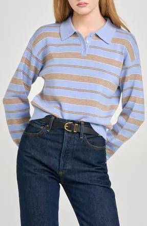 Wayf Carter Stripe Polo Sweater in Blue Stripe at Nordstrom Rack, Size X-Small