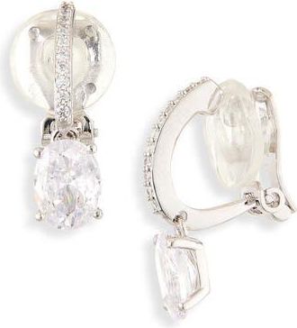 Nadri Modern Love Crystal Clip-On Earrings in Rhodium at Nordstrom Rack