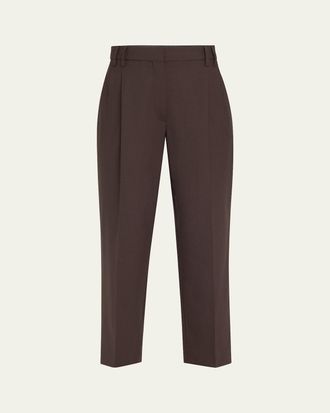 Brunello Cucinelli Slouchy Pleated Tropical Luxury Wool Pants