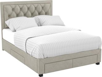 Vente-Unique Vente-unique - Letto matrimoniale con cassetti 160 x 200 cm in Velluto Beige - leopold