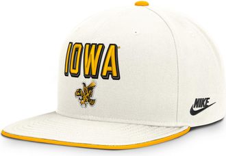 Nike Iowa Legacy Letter & Mascot Pro Nike Mens Dri-FIT College Adjustable Hat in White | NC120KGUIAV-207