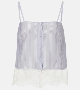 Frame Denim Lace-trimmed striped silk camisole